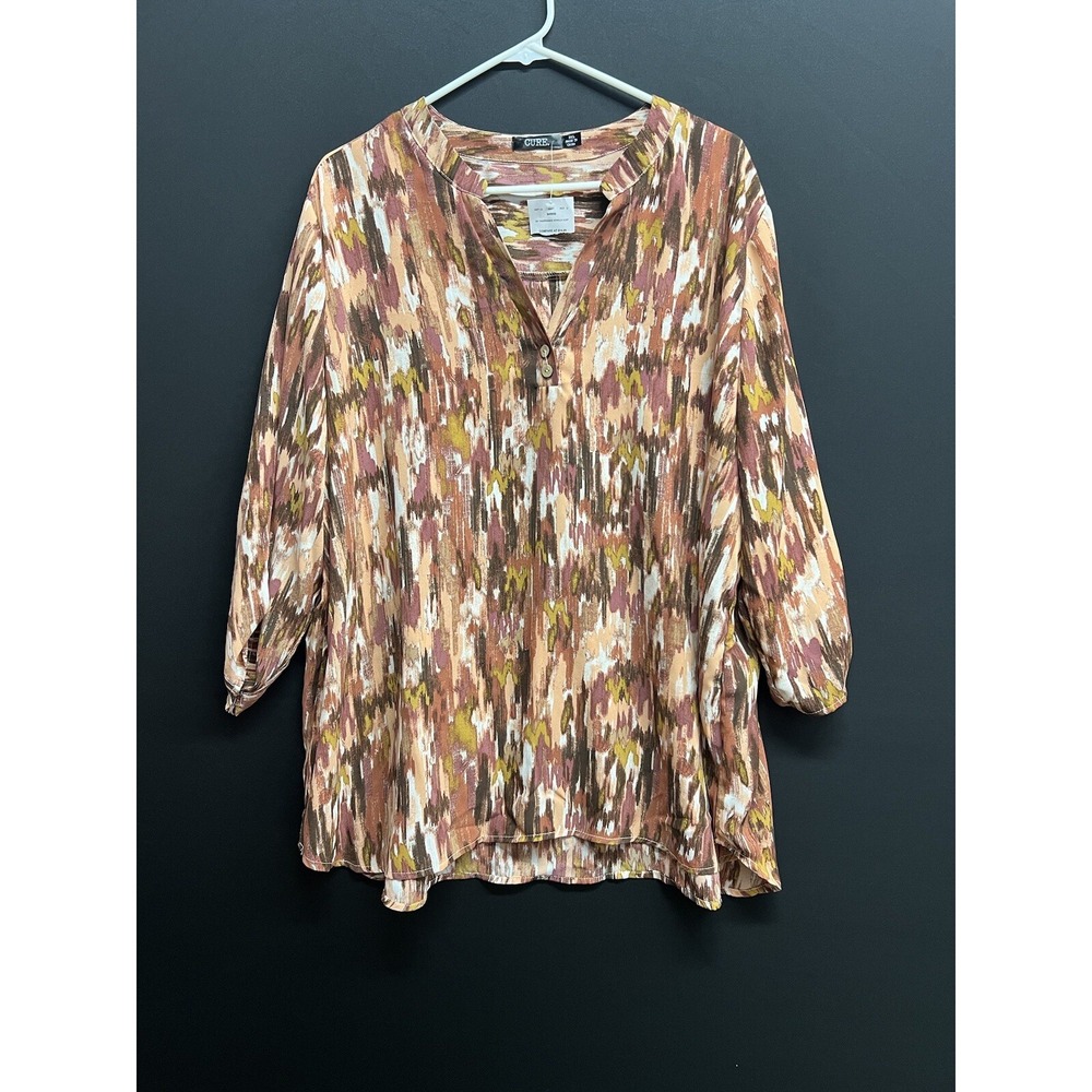 Womens‎ Plus Sz 3X Button front Blouse Printed 3/4 Slv